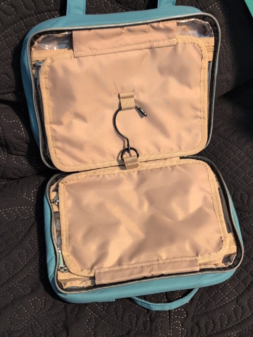 Quilted Light Teal Travel Tote Bag - Picture 3 of 6